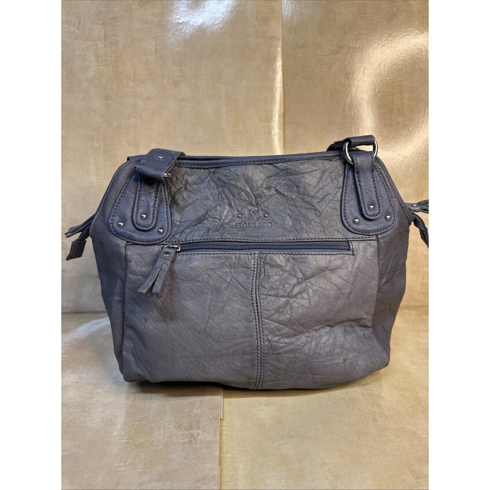 Women's Stone &‎ Co Purse Grey Shoulder Handbag Leather New With Tags